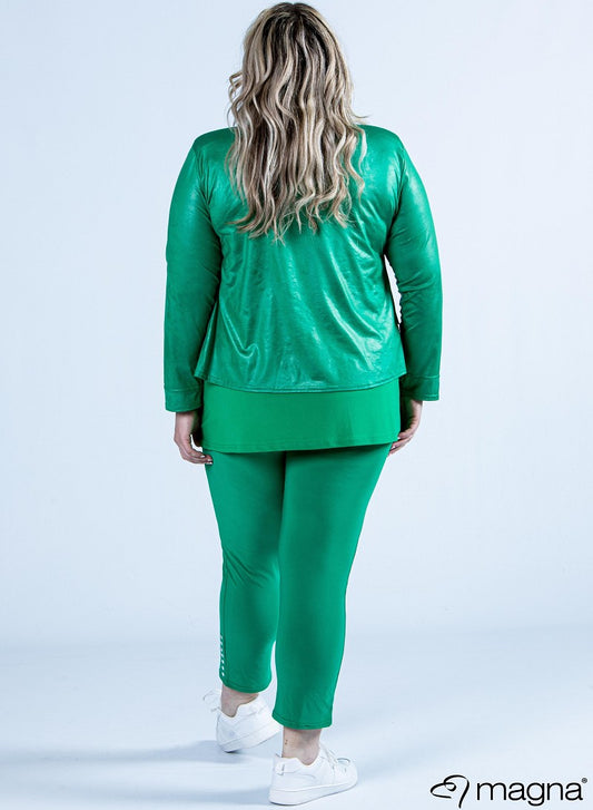 K-0031 SHORT LEATHERETTE ZIP UP LIGHT JACKET Kelly-Green