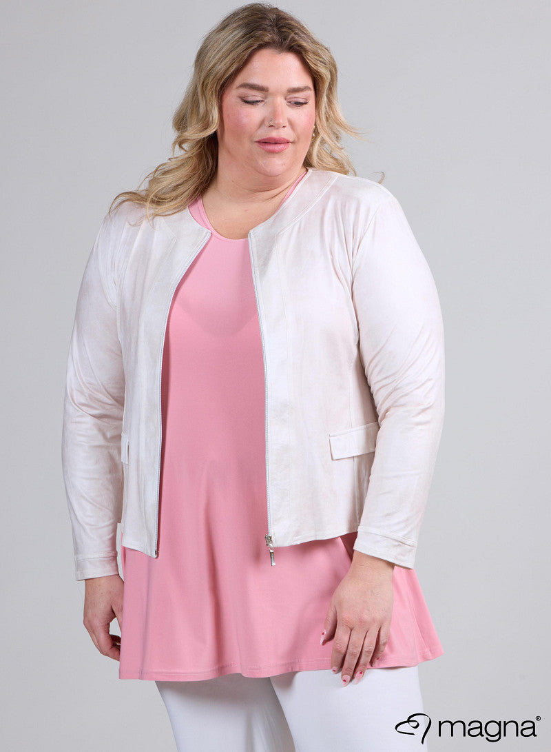 K-0031 SHORT LEATHERETTE ZIP UP LIGHT JACKET White