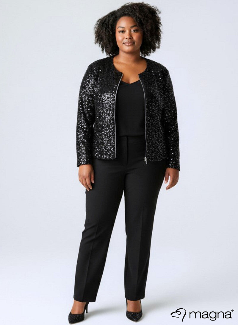 K-2505 GLITTER SEQUIN JACKET Black