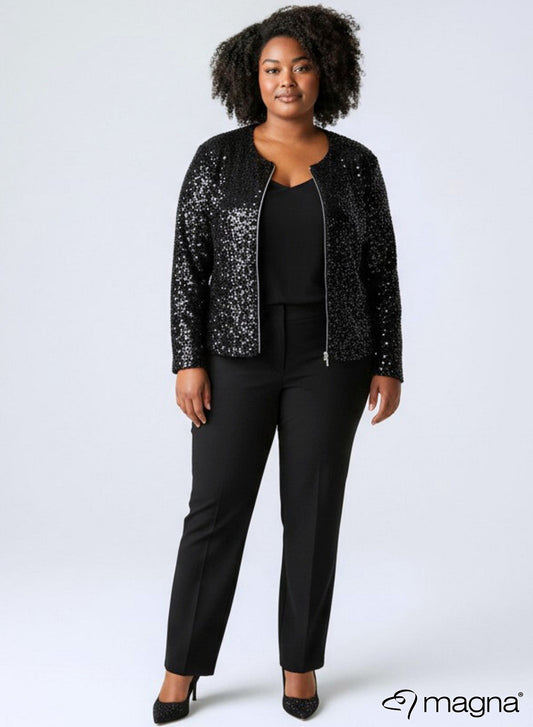 K-2505 GLITTER SEQUIN JACKET Black