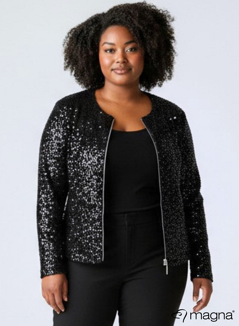 K-2505 GLITTER SEQUIN JACKET Black