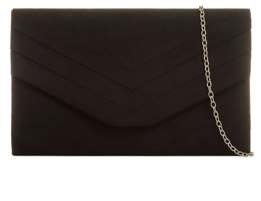 L809 ENVELOPE CLUTCH WITH CHEVERON DESIGN Black