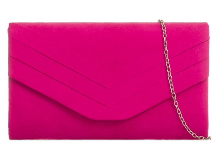 L809 ENVELOPE CLUTCH WITH CHEVERON DESIGN Fushia