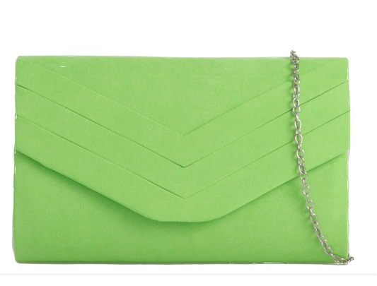 L809 ENVELOPE CLUTCH WITH CHEVERON DESIGN Lime