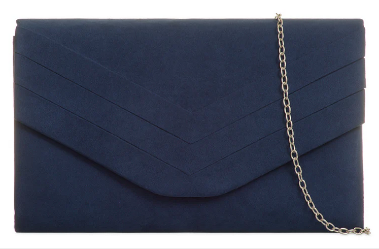 L809 ENVELOPE CLUTCH WITH CHEVERON DESIGN Navy