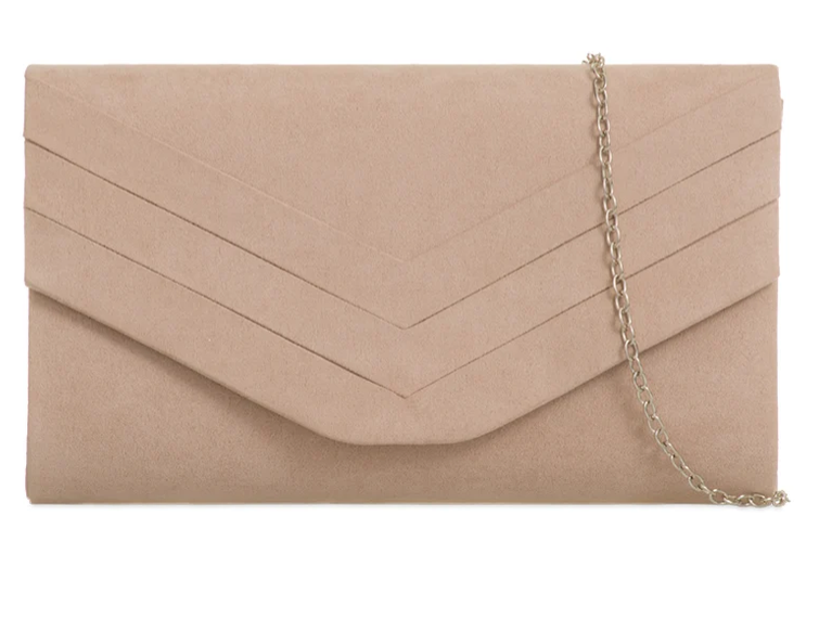 L809 ENVELOPE CLUTCH WITH CHEVERON DESIGN Nude