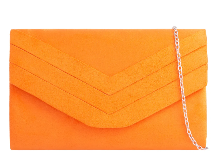 L809 ENVELOPE CLUTCH WITH CHEVERON DESIGN Orange