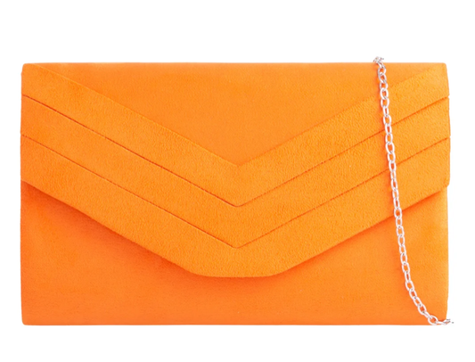 L809 ENVELOPE CLUTCH WITH CHEVERON DESIGN Orange
