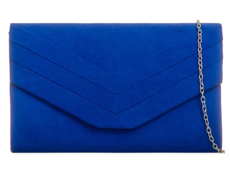 L809 ENVELOPE CLUTCH WITH CHEVERON DESIGN Royal Blue