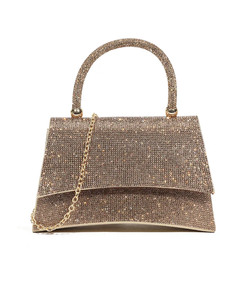 Ld3264 BLING HANDLE ENVELOPE CLUTCH Gold