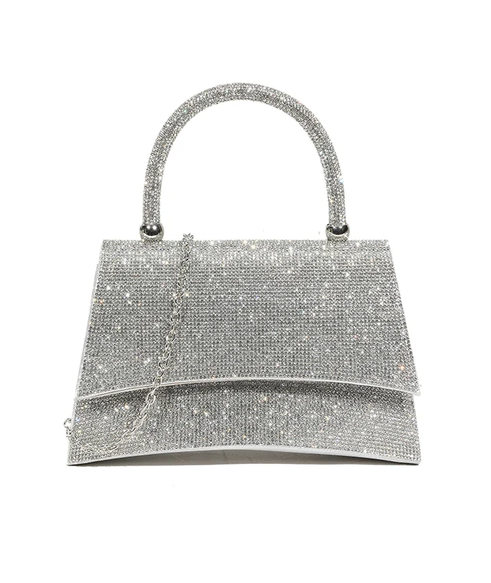 Ld3264 BLING HANDLE ENVELOPE CLUTCH Silver