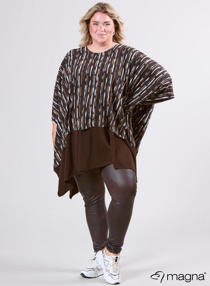 M-2110 PRINTED CHIFFON PONCHO Brown