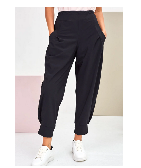 Na101 Cuff Ankle Travel Fabric Trousers Navy