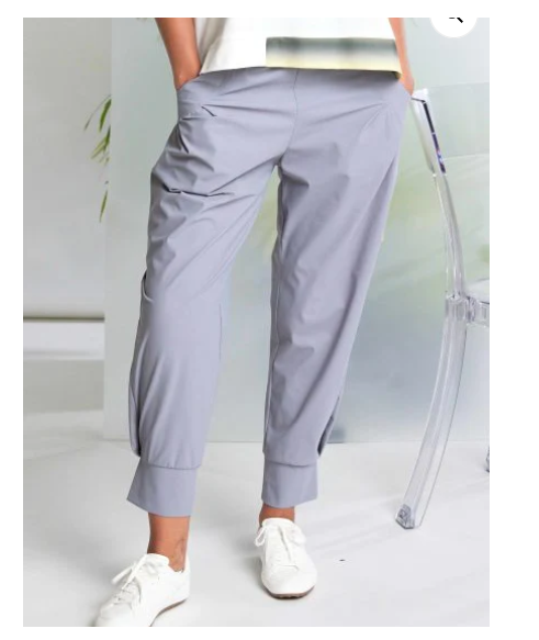 Na101 Cuff Ankle Travel Fabric Trousers Silver