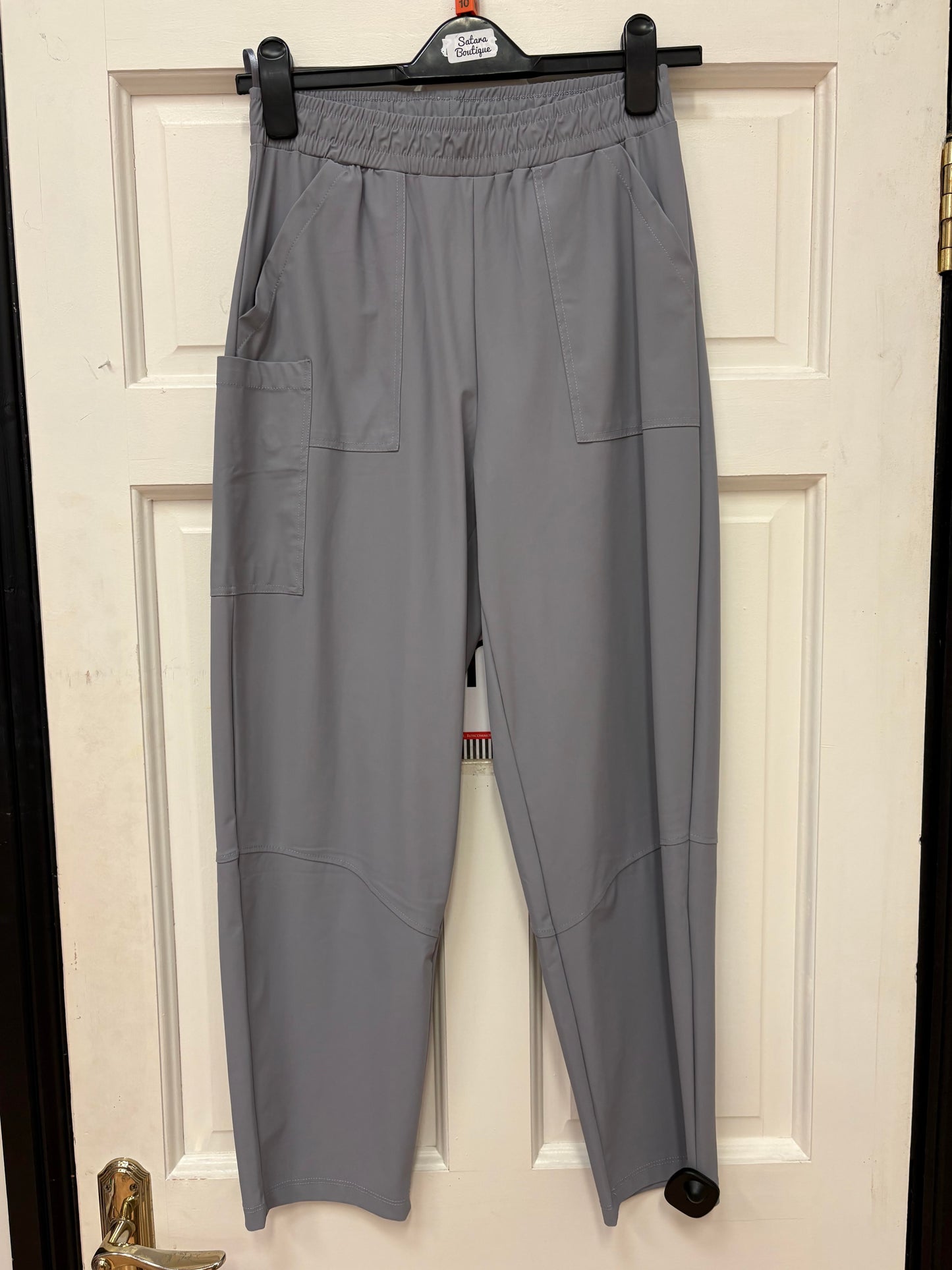 Na109 Patch Pocket Slim Leg Travel Fabri Silver