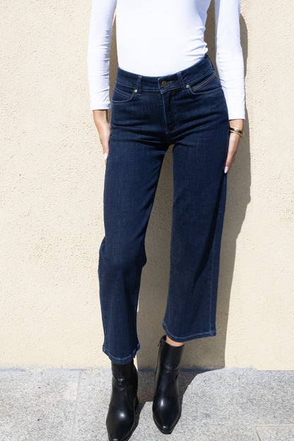 Napoli Napoli Wide Leg Stud Pocket Detail Jeans Denim Black