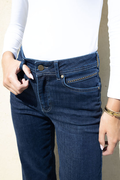 Napoli Napoli Wide Leg Stud Pocket Detail Jeans Denim Black