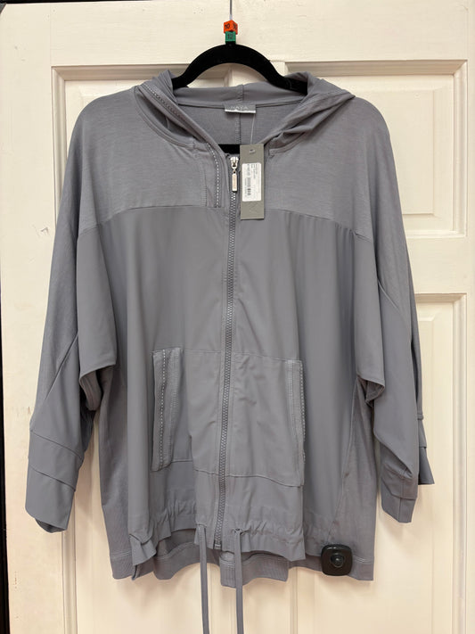Nas26196 Drawstring Hem Zip Jck Contrast White/Silver