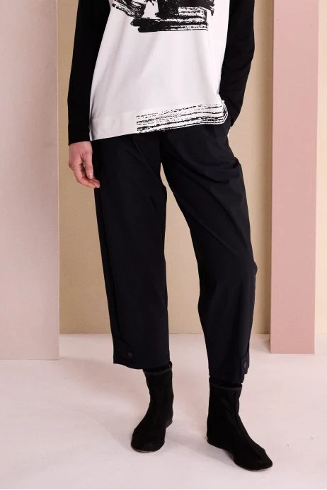 Naw26116 DRAWDTRING TROUSER WITH TAB AT HEM Black