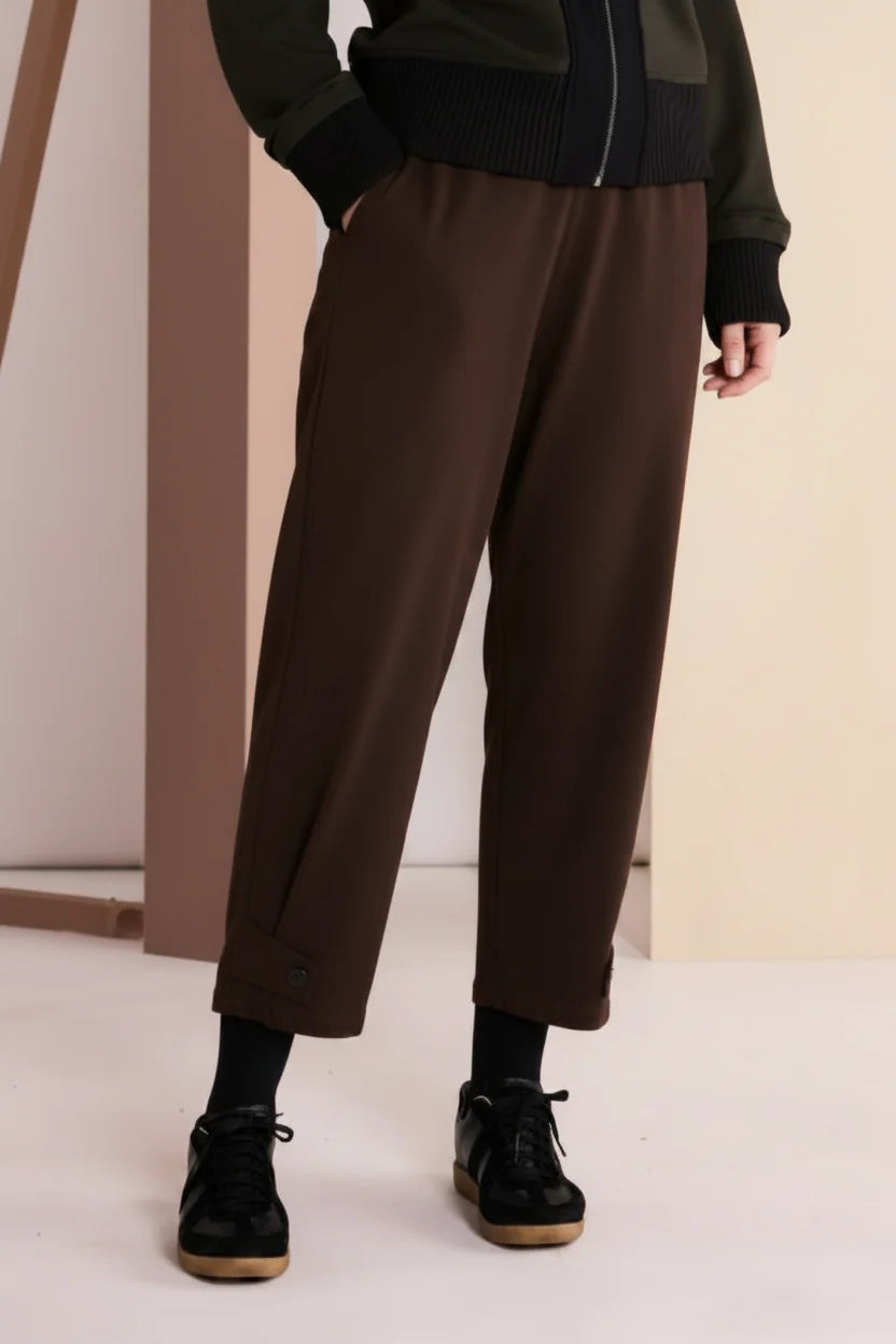 Naw26116 DRAWDTRING TROUSER WITH TAB AT HEM Chocolate