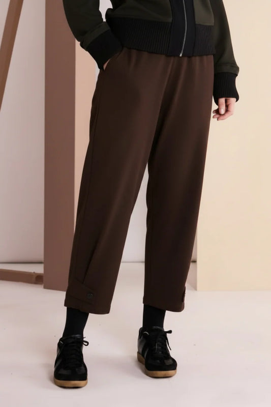 Naw26116 DRAWDTRING TROUSER WITH TAB AT HEM Chocolate