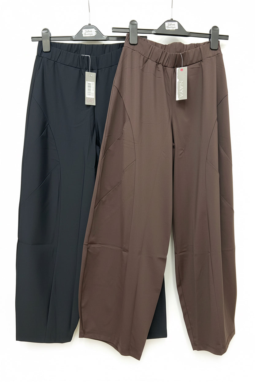 Naw26127a SHAPED TROUSERS WITH TUCKS AT FRONT Black