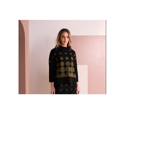 Naw26265 Spot print high neck top Black/Green