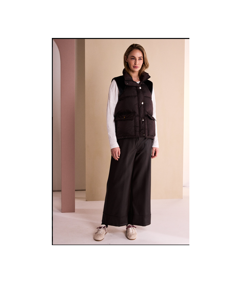 Naw26296 WIDE LEG LEATHERETTE TROUSERS Black