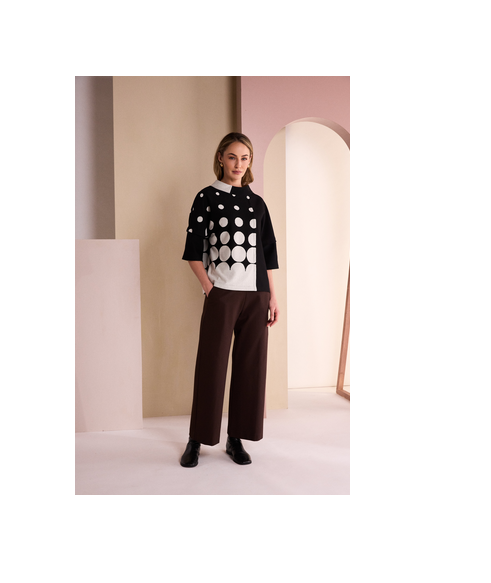 Naw26301 7/8 wide leg trousers front pocet Brown