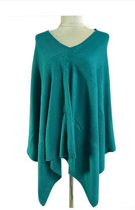 Ph23210-879 Knit Cowl Neck Poncho Teal