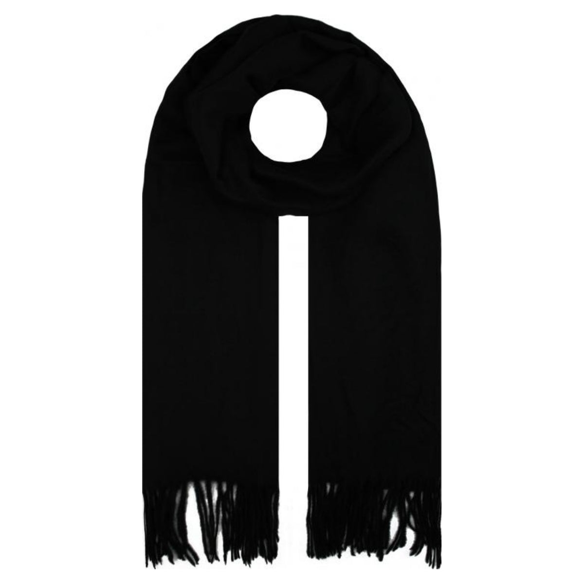 Sf1990-127 Plain Scarf With Tassles Black