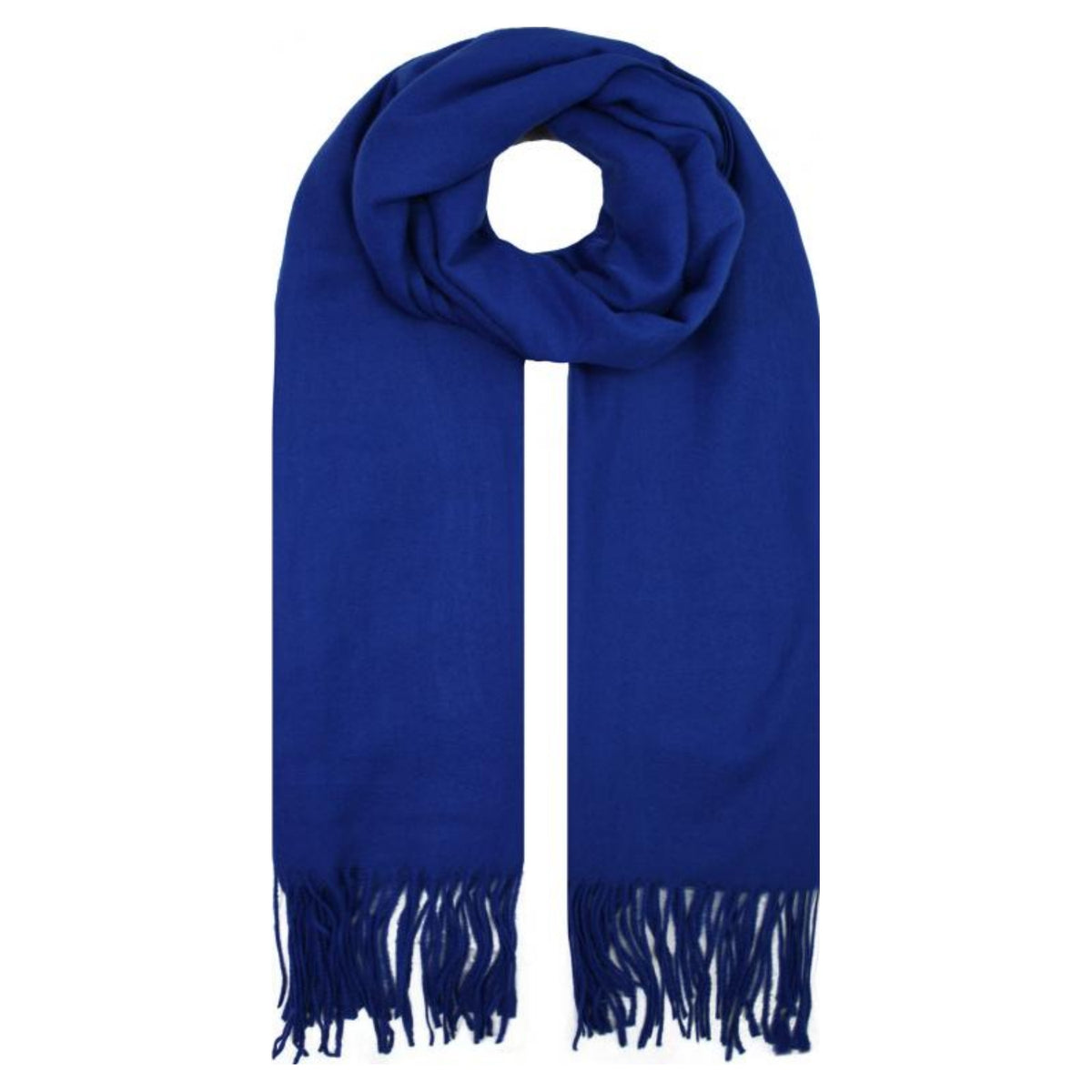 Sf1990-127 Plain Scarf With Tassles Cobalt-Blue