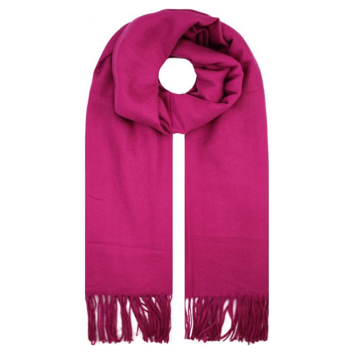 Sf1990-127 Plain Scarf With Tassles Fushia