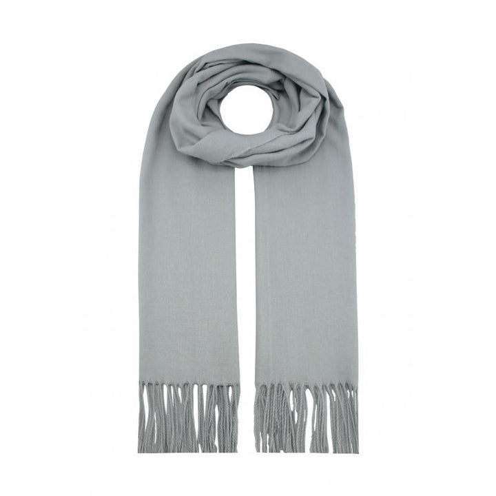 Sf1990-127 Plain Scarf With Tassles Light Grey