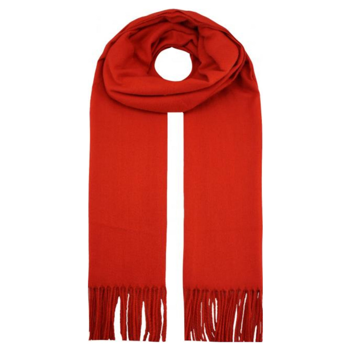 Sf1990-127 Plain Scarf With Tassles Orange
