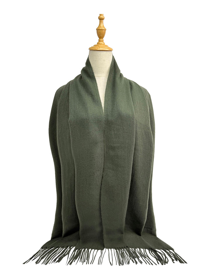 Sf1990-127 Plain Scarf With Tassles Khaki