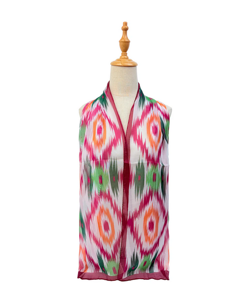 Sf2633-363 DIAMOND PRINT CHIFFON SCARF Raspberry