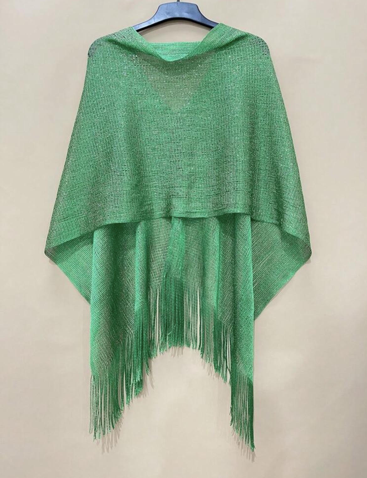 Sc2404128165195633 glitz fringed poncho Kelly-Green