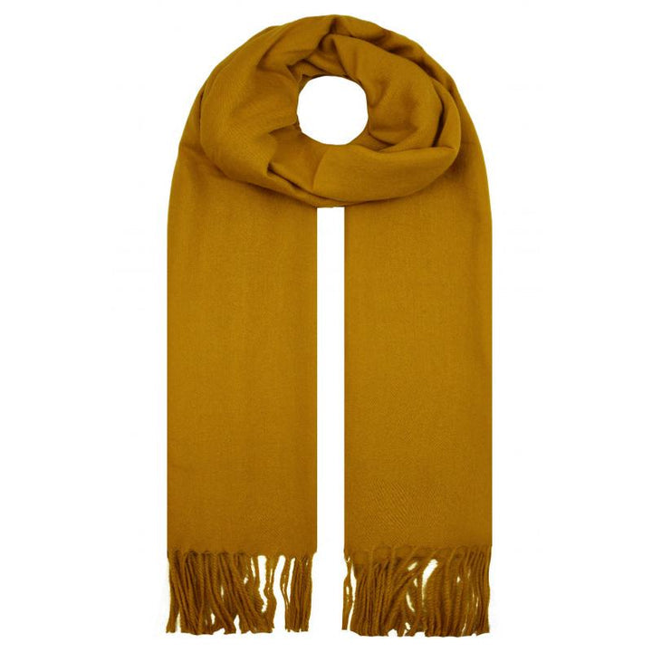 Sf1990-127 Plain Scarf With Tassles Mustard