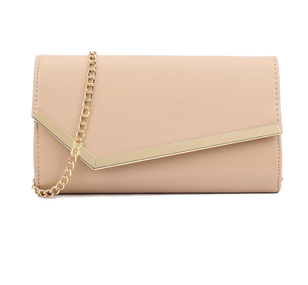 Td3365 SOFT TOUCH MATTE ENVELOPE CLUTCH WITH CARD POCKETS Nude
