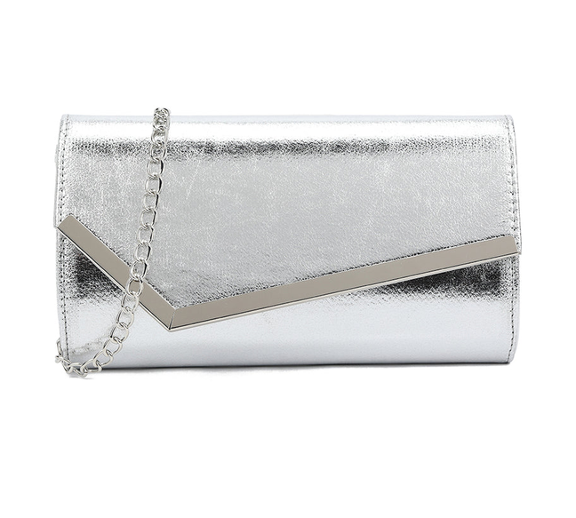 Td3365 SOFT TOUCH MATTE ENVELOPE CLUTCH WITH CARD POCKETS Silver