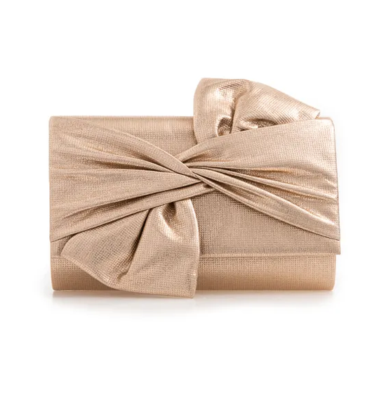 W2562 GLITZ BOW FRONT ENVELOPE CLUTCH Gold