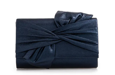 W2562 GLITZ BOW FRONT ENVELOPE CLUTCH Navy