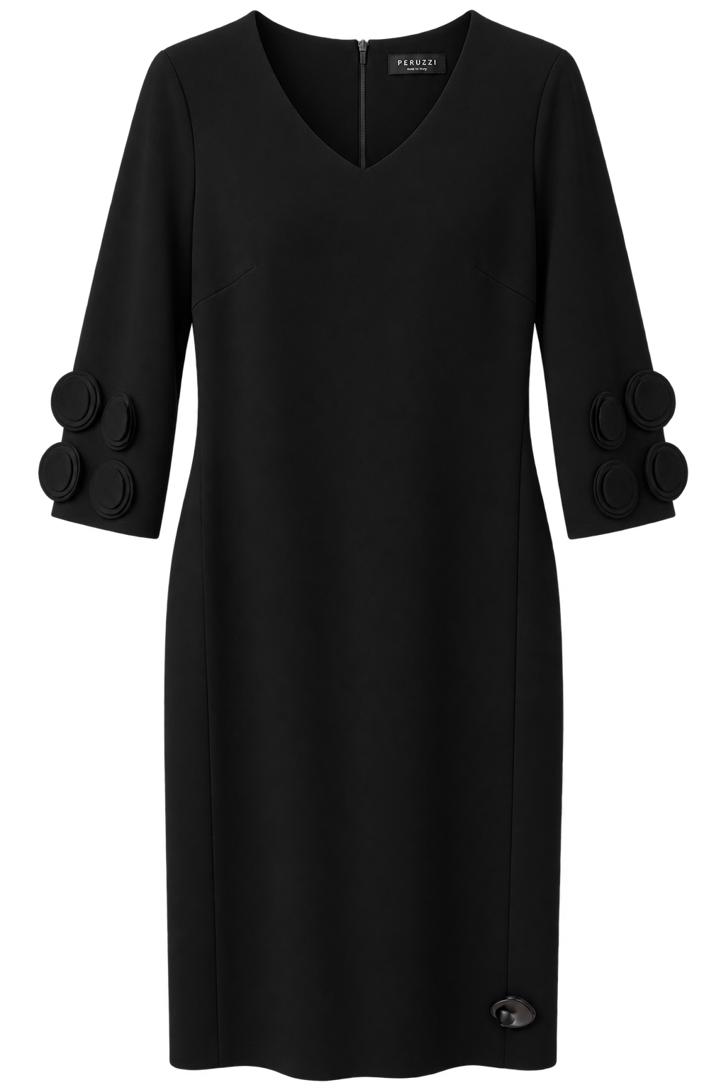 W26129 FRILL SLEEVE STRAIGHT DRESS Black