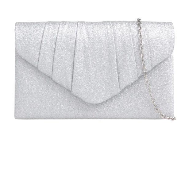 W308 GLITTERY ENVELOPE CLUTCH BAG Silver