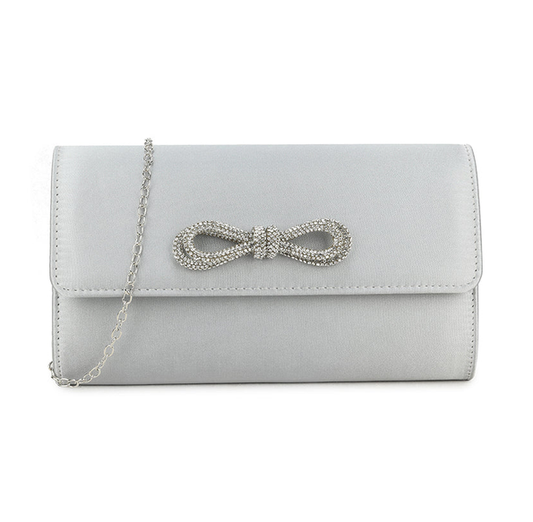 Z2037 ENVELOPE CLUTCH WITH BLING BOW Grey