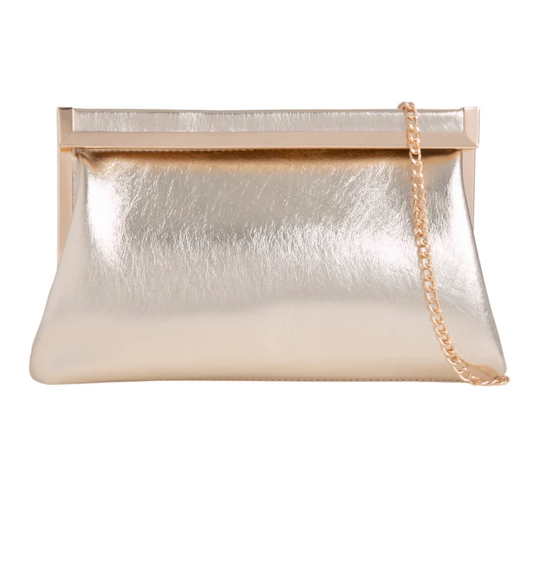 Z3054 SMALL CLOSE UNUSUAL CLUTCH BAG Gold