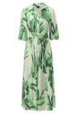 A326 Print 3/4 Slve Belted Shirt Dresss Green