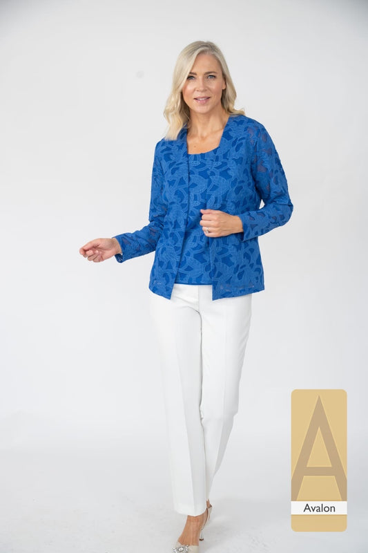 A7164 2 Piece Jacket & Top Royal Blue