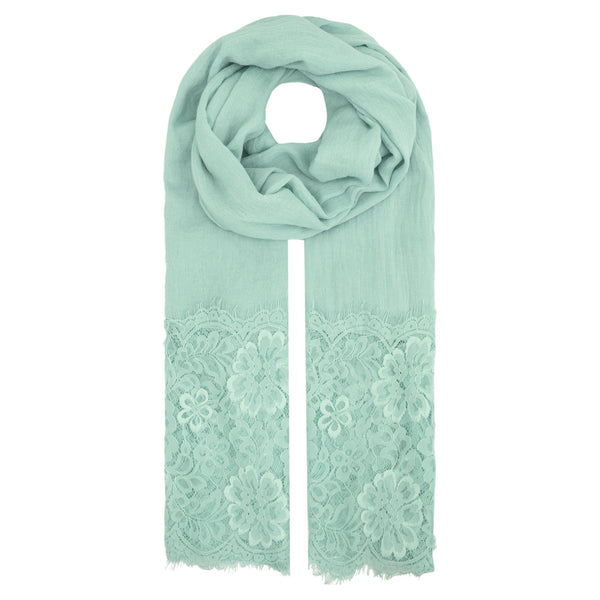 Ab1611-2 Jersey/Lace Trim Scarf Mint